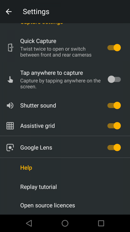 advanced setting in smartphone camera