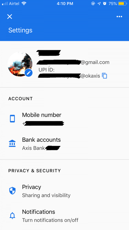 Google pay bank account