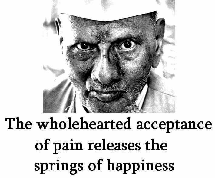 Wholehearted acceptance of pain releases the springs of happiness