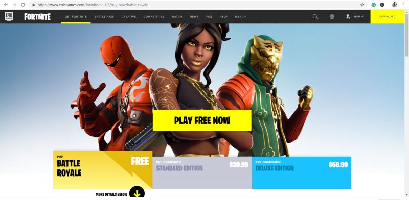 fortnite web page