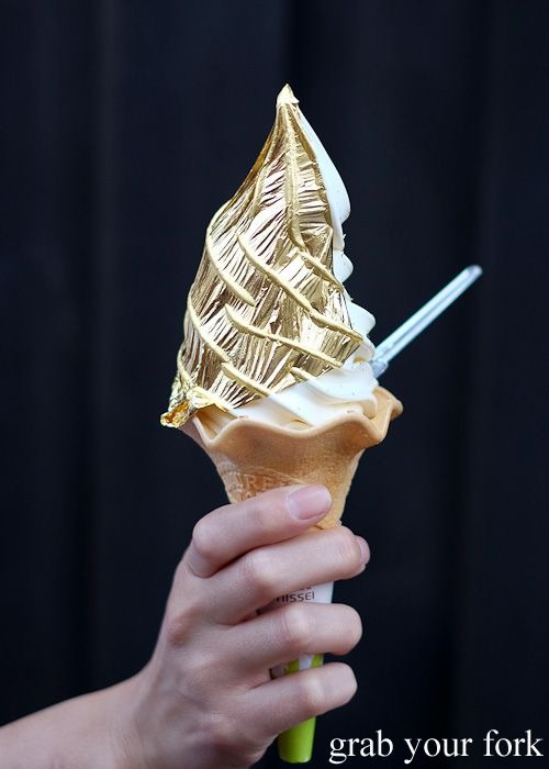 Gold leaf ice cream cone in Kansawa