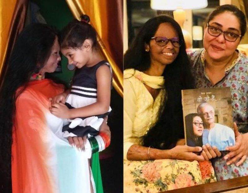Laxmi with her daughter Pihu and (right) with director Meghna Gulzar