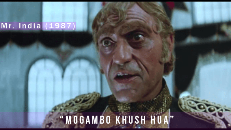Scene of Amresh Puri saying the Famous dialogue from the movie Mr. India