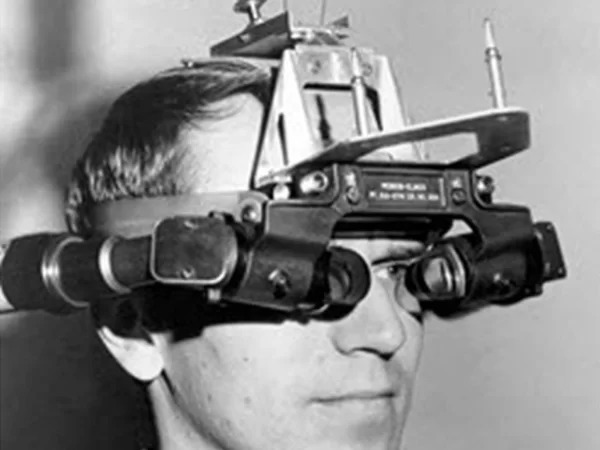 Thomas Caudell using first AR head-mounted display system