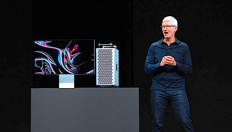 Tim Cook with the Mac Pro at WWDC 2019
