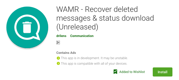 WAMR app lets you read deleted WhatsApp messages
