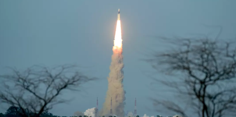 The GSLV Mk III in the sky with the Chandrayaan 2 module onboard