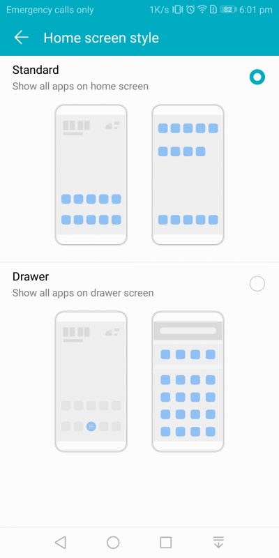 huawei device honor view 10 app drawer